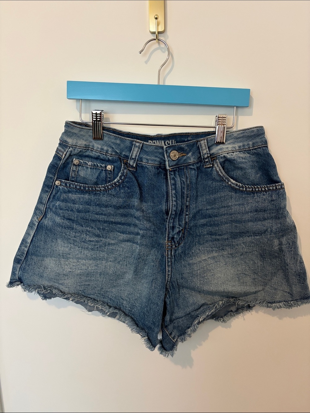 Rewash Blue Frayed Hem Denim Shorts